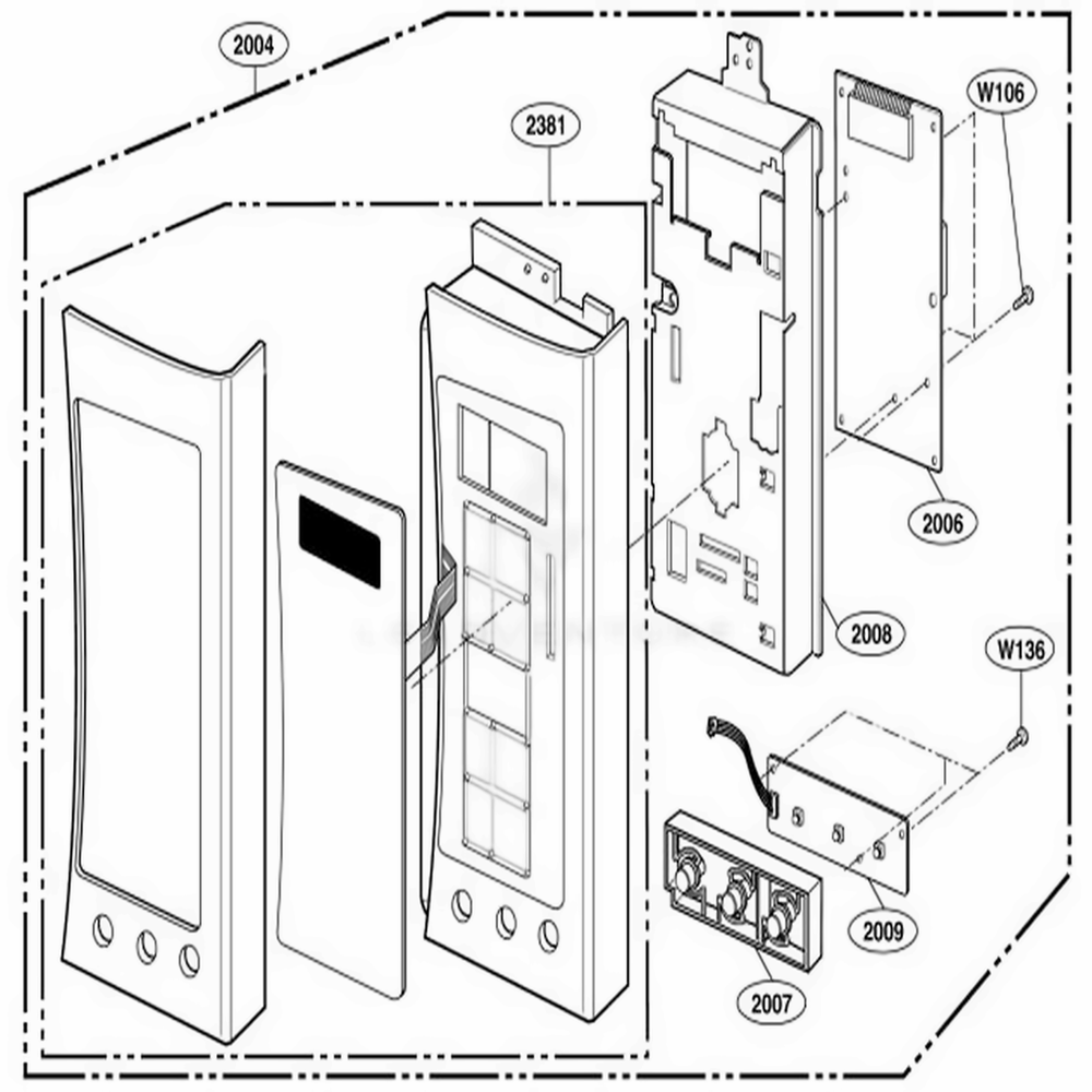 Controller Parts Diagram and Parts List for 64683 AS1ESEA LG Range