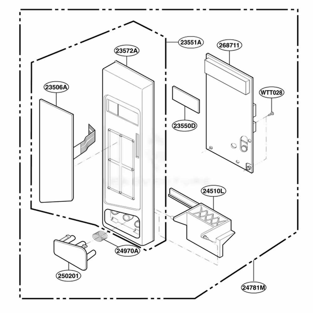 Control Panel Parts Diagram and Parts List for KCMS1555RBL CB1EKAD LG Range