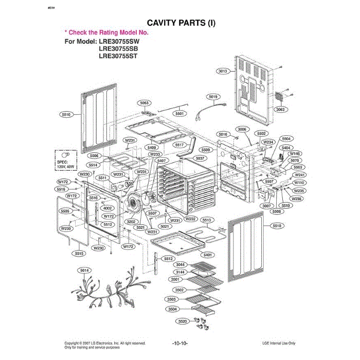 Section 4 Diagram and Parts List for LRE30755ST ASTELGA LG Range