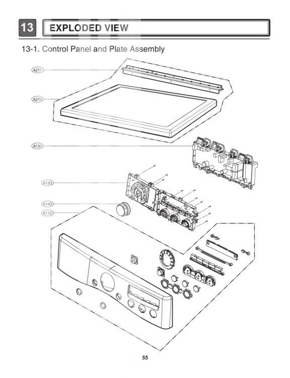 EXPLODED VIEW   Control Panel and Plate Assembly Diagram and Parts List for DLGX2656V ASSEEUS LG Dryer