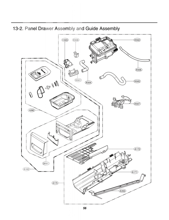 Panel Drawer Assembly and Guide Assembly Diagram and Parts List for DLGX2656V ASSEEUS LG Dryer
