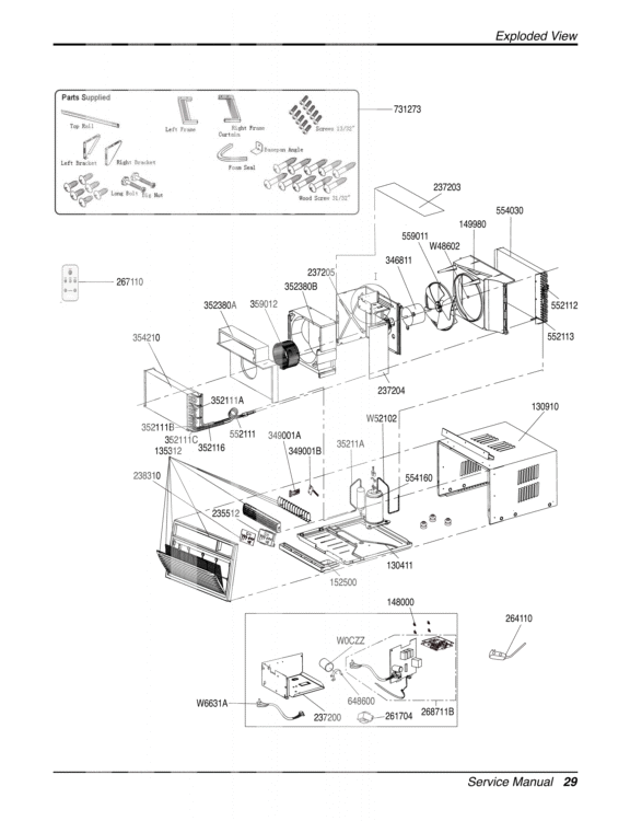 Service Manual Diagram and Parts List for LW2412ER AWYAOSH LG Air Conditioner