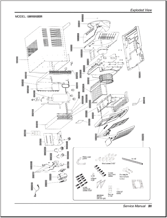 Service Manual Diagram and Parts List for LW1512ER AWYAOSH LG Air Conditioner