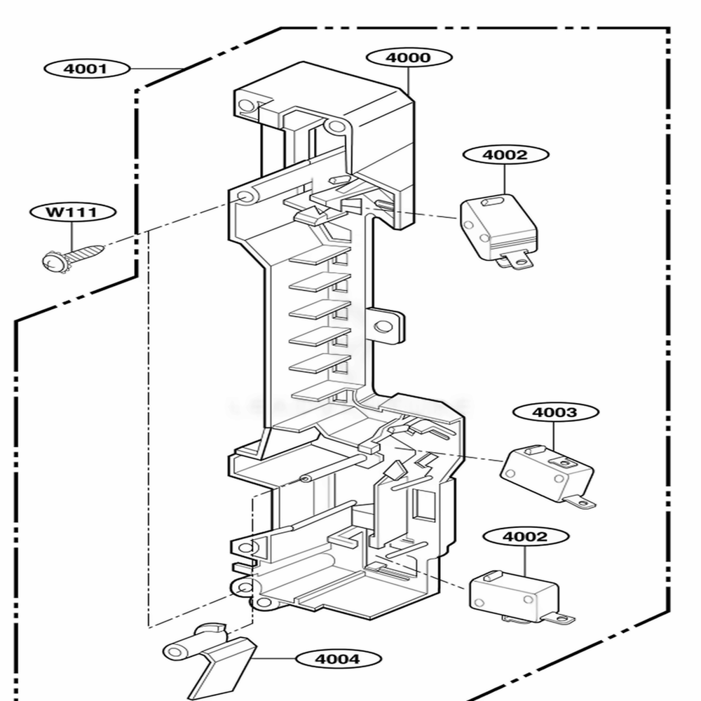 Latch Board Parts Diagram and Parts List for 63652 AW1ESEA LG Range