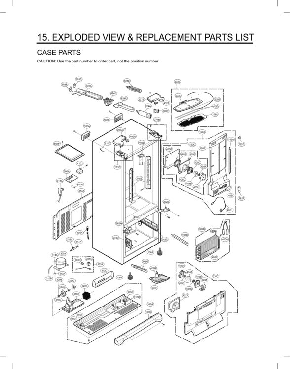 EXPLODED VIEW & REPLACEMENT PARTS LIST Diagram and Parts List for 1867 AWBCNA4 LG Refrigerator