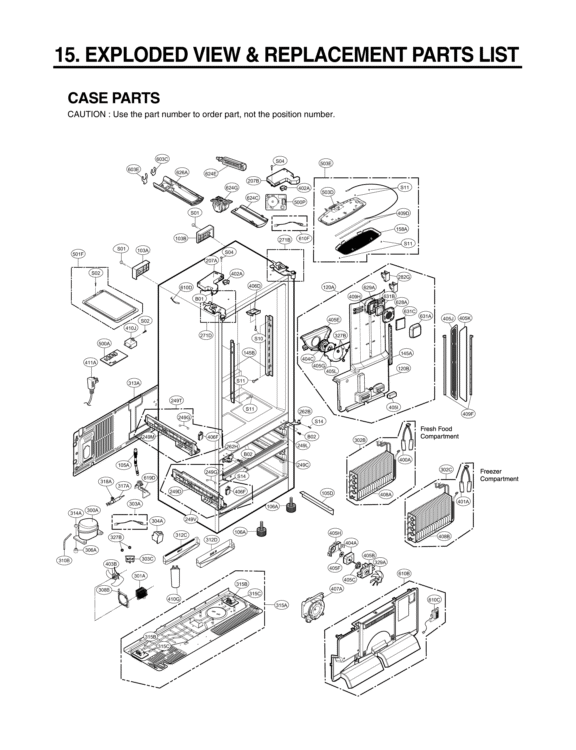 EXPLODED VIEW & REPLACEMENT PARTS LIST CASE PARTS Diagram and Parts List for LMX31985ST ASTCNA0 LG Refrigerator