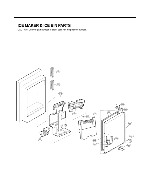 ICE MAKER & ICE BIN PARTS Diagram and Parts List for LFX31945ST ASTCNA1 LG Refrigerator