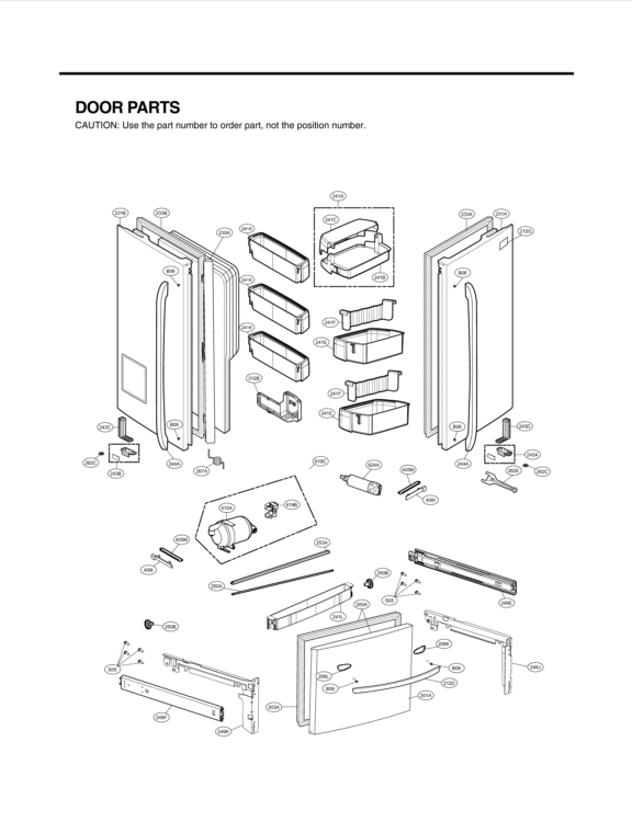 DOOR PARTS Diagram and Parts List for LFX31925SW ASWCNA1 LG Refrigerator