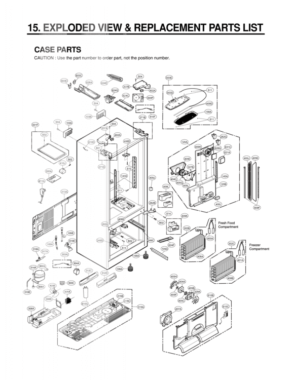 EXPLODED VIEW & REPLACEMENT PARTS LIST CASE PARTS Diagram and Parts List for LFX31935ST ASTCNA1 LG Refrigerator