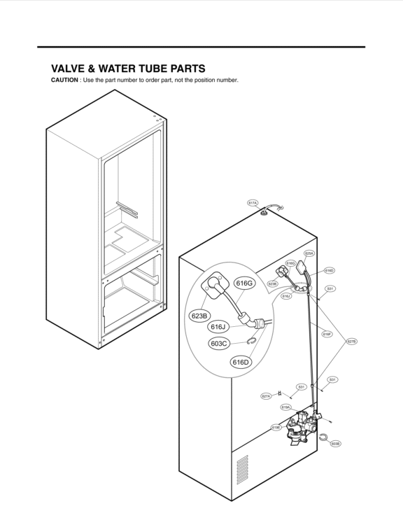 VALVE & WATER TUBE PARTS Diagram and Parts List for LFX21976ST LFX21976ST /03 LG Refrigerator