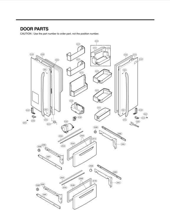DOOR PARTS Diagram and Parts List for LMX25986ST ASTCNA2 LG Refrigerator