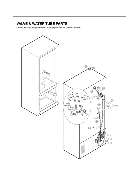 VALVE & WATER TUBE PARTS Diagram and Parts List for LFX25973ST ASTCNA1 LG Refrigerator