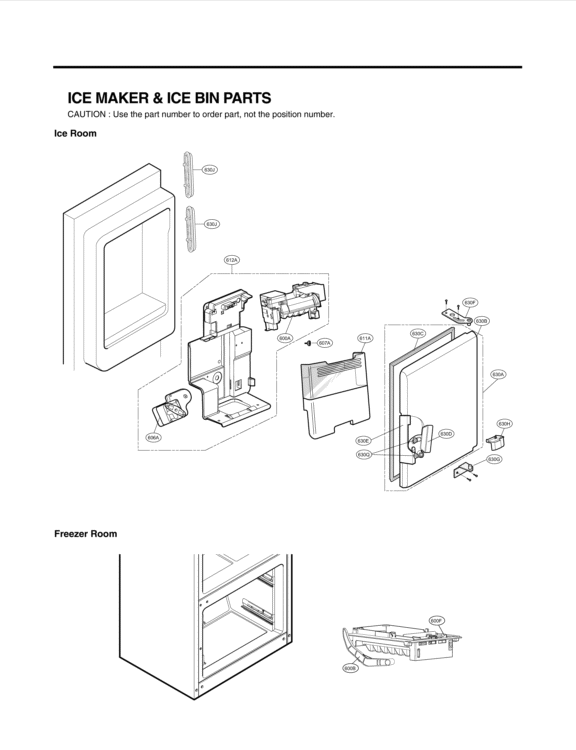 ICE MAKER & ICE BIN PARTS Diagram and Parts List for LFX25973ST ASTCNA1 LG Refrigerator