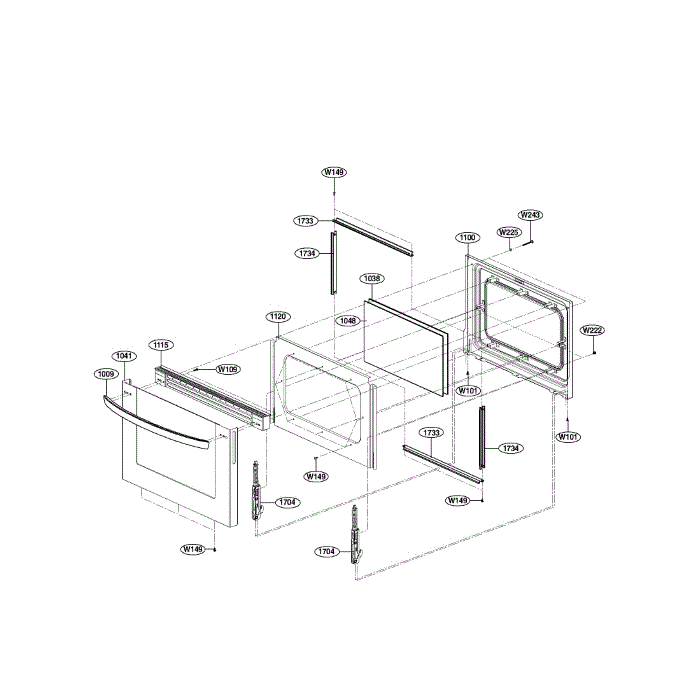 Lower Door Diagram and Parts List for LDG3017ST 00 LG Range