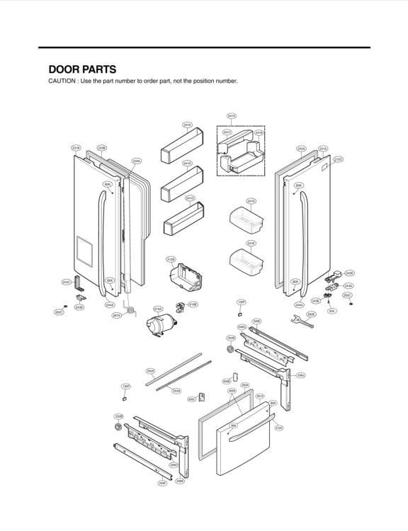 DOOR PARTS Diagram and Parts List for LFX25974ST ASTCNA2 LG Refrigerator