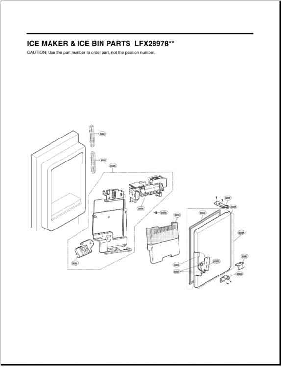 ICE MAKER & ICE BIN PARTS Diagram and Parts List for 48231784412 ASWCNA1 LG Refrigerator