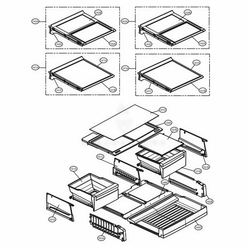 Refrigerator Parts Diagram and Parts List for 74025 ANSCSE1 LG Refrigerator