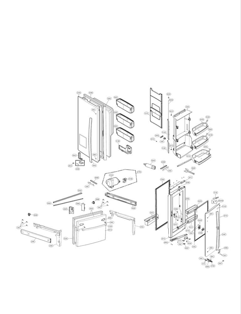 Door Parts Diagram and Parts List for LFX32945ST 00 LG Refrigerator