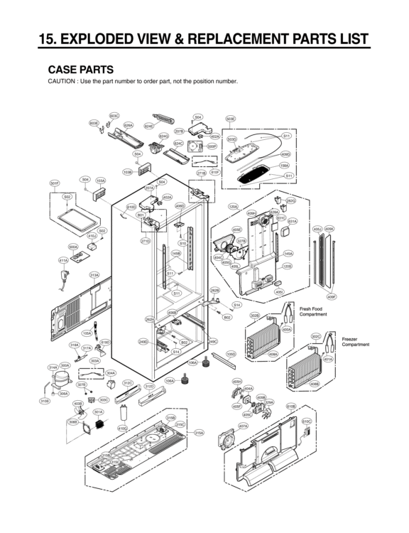 EXPLODED VIEW & REPLACEMENT PARTS LIST CASE PARTS Diagram and Parts List for LFX31945ST ASTCNA2 LG Refrigerator