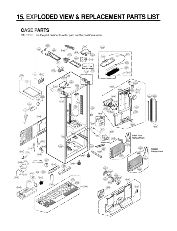 EXPLODED VIEW & REPLACEMENT PARTS LIST CASE PARTS Diagram and Parts List for LFX31935ST ASTCNA2 LG Refrigerator