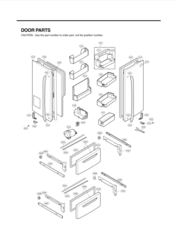 DOOR PARTS Diagram and Parts List for LMX25986ST ASTCNA3 LG Refrigerator