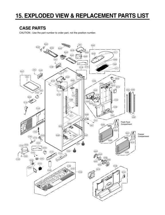 EXPLODED VIEW & REPLACEMENT PARTS LIST CASE PARTS Diagram and Parts List for LFX25991ST ASTCNA2 LG Refrigerator