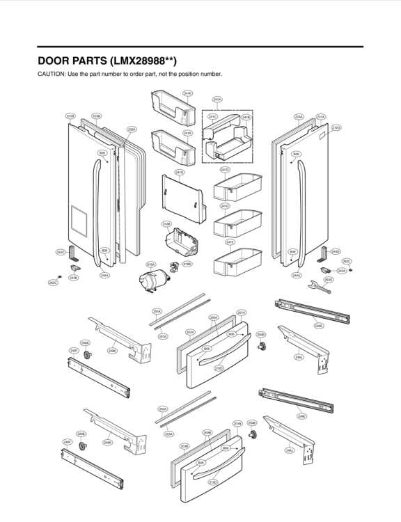 DOOR PARTS Diagram and Parts List for LMX28988ST ASTCNA5 LG Refrigerator