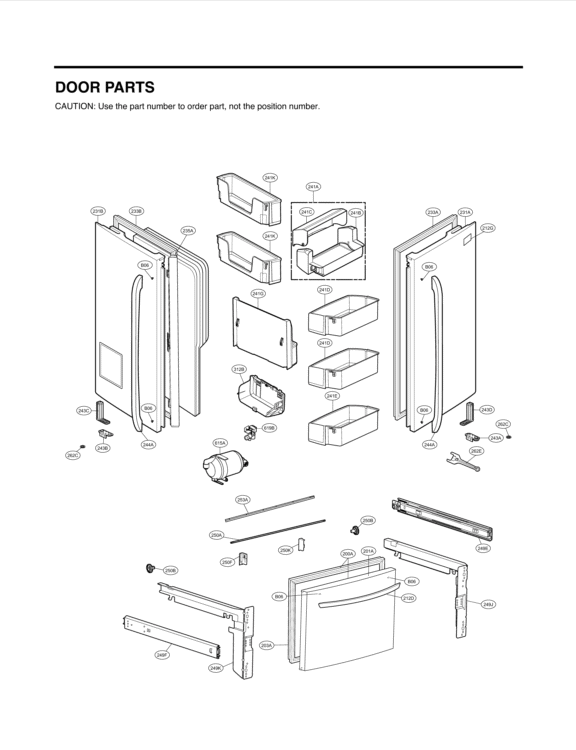 DOOR PARTS Diagram and Parts List for LFX28978SB AWBCNA5 LG Refrigerator