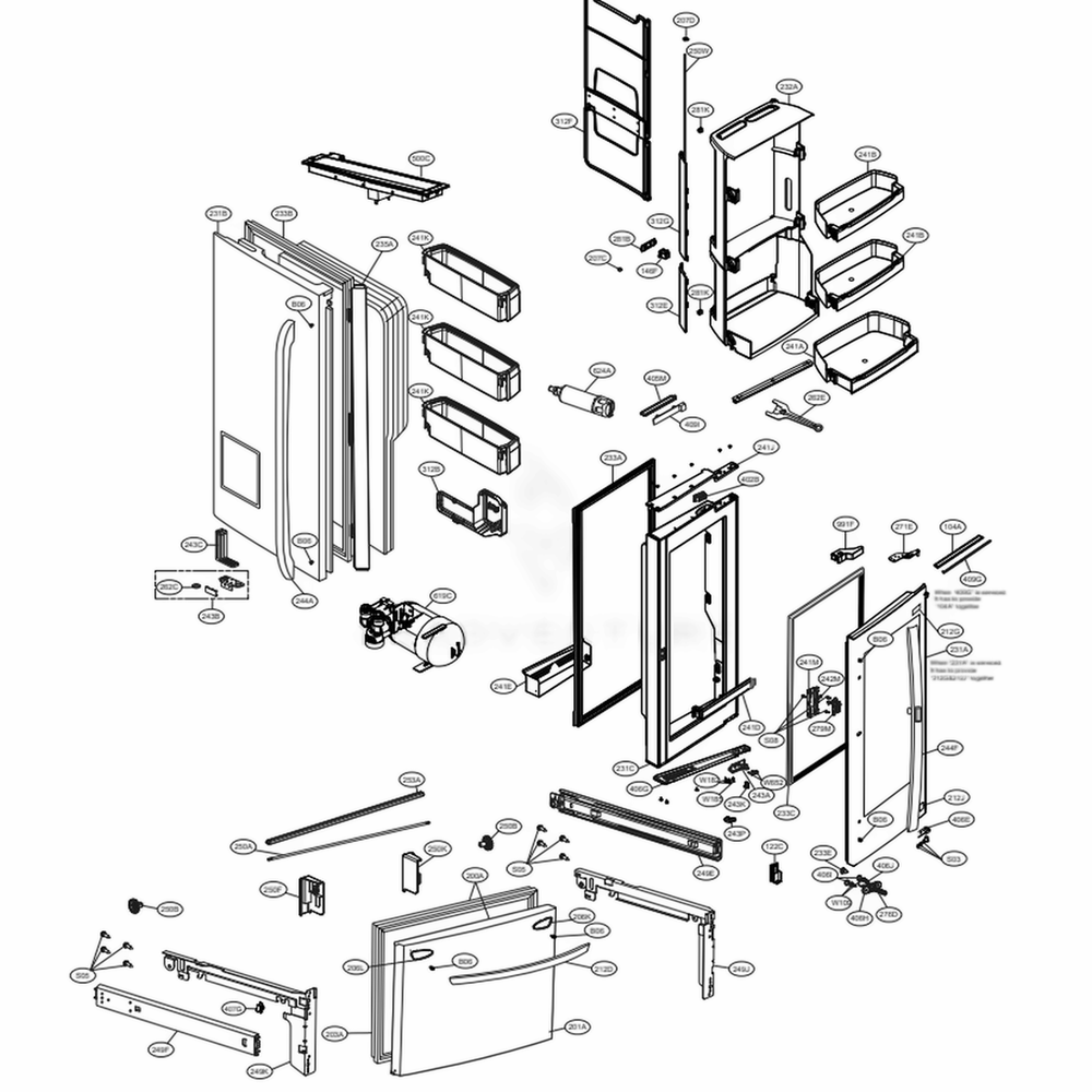 Door Parts Diagram and Parts List for LFXS30796S ASTCNA0 LG Refrigerator