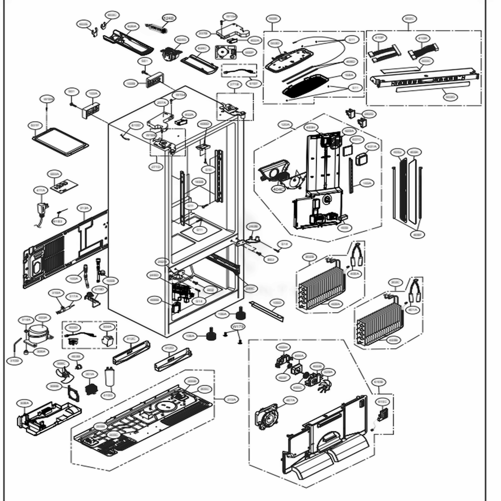 Case Parts Diagram and Parts List for 74024 ABICSE2 LG Refrigerator