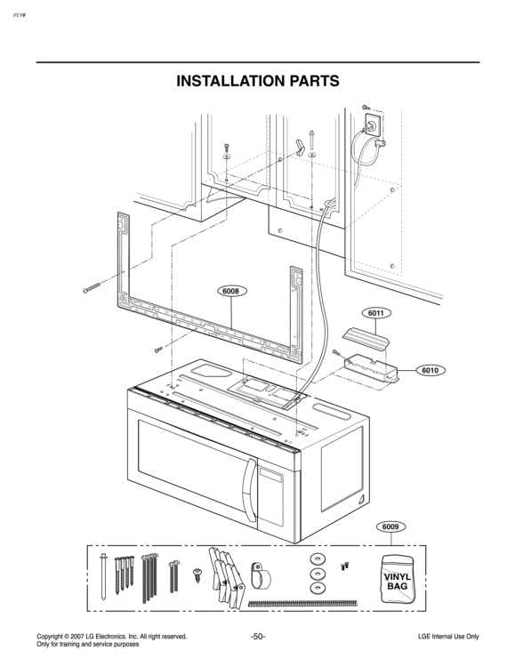 INSTALLATION PARTS Diagram and Parts List for LMV1680WW CW1ELGA LG Microwave
