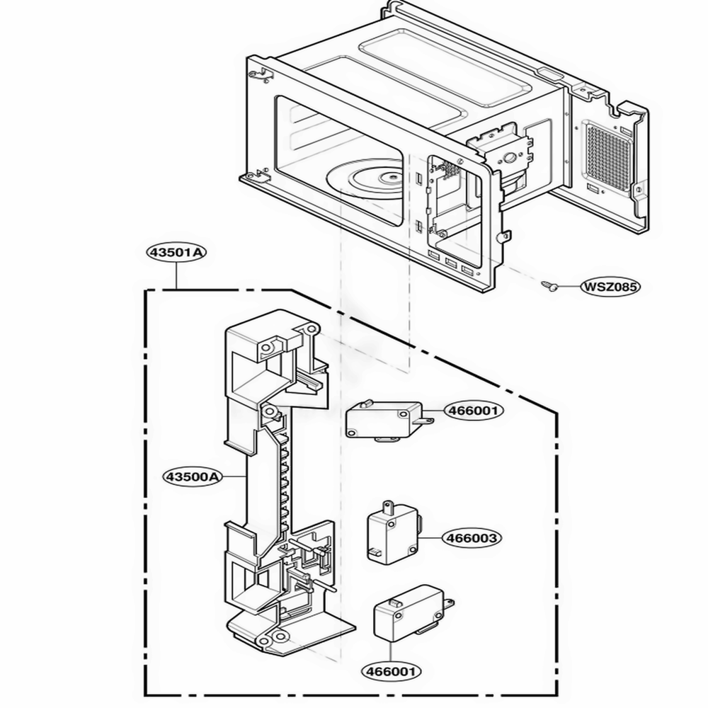 Latch Board Parts Diagram and Parts List for MT3135SHB B1EWRP LG Range