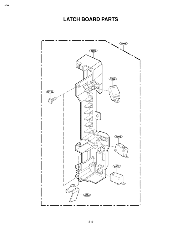 LATCH BOARD PARTS Diagram and Parts List for LMVH1711ST ASBELGA LG Microwave