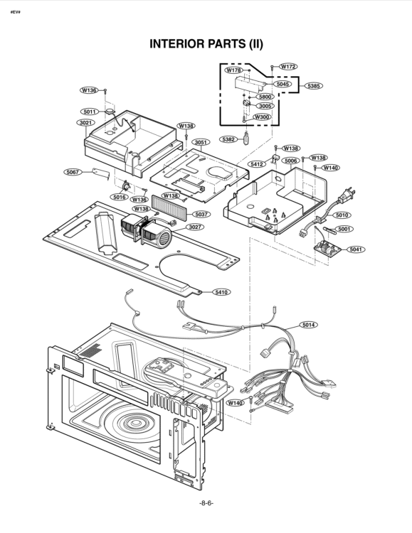 INTERIOR PARTS II Diagram and Parts List for LMVH1711ST ASBELGA LG Microwave