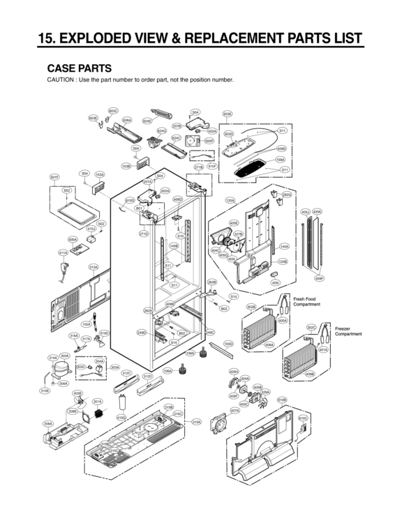 EXPLODED VIEW & REPLACEMENT PARTS LIST CASE PARTS Diagram and Parts List for LFX31915ST ASTCNA0 LG Refrigerator