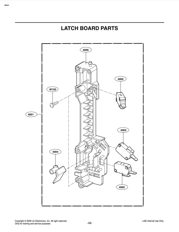 LATCH BOARD PARTS Diagram and Parts List for LMV2015SW CWHELGA LG Microwave