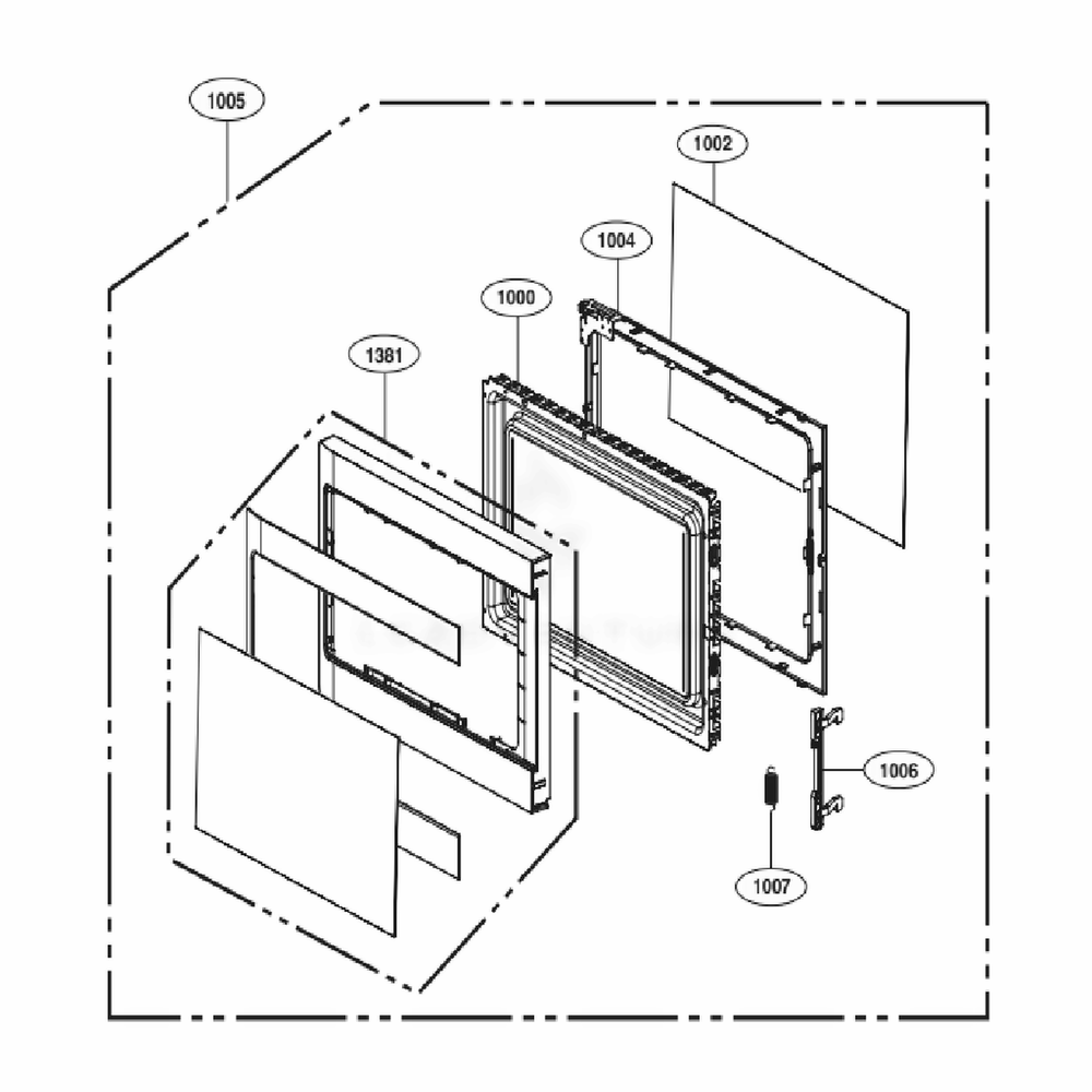 Door Parts Diagram and Parts List for LCRT1513ST CSSELGA LG Microwave