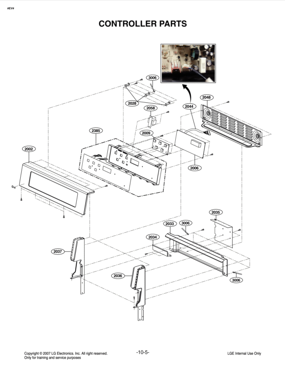 CONTROLLER PARTS Diagram and Parts List for LRE3012SB FB1LLGA LG Range