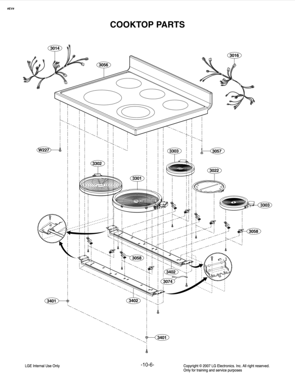 COOKTOP PARTS Diagram and Parts List for LRE3012SB FB1LLGA LG Range