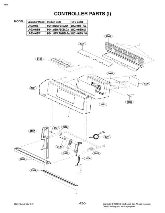 CONTROLLER PARTS I Diagram and Parts List for LRG3091SW FWHELGA LG Range