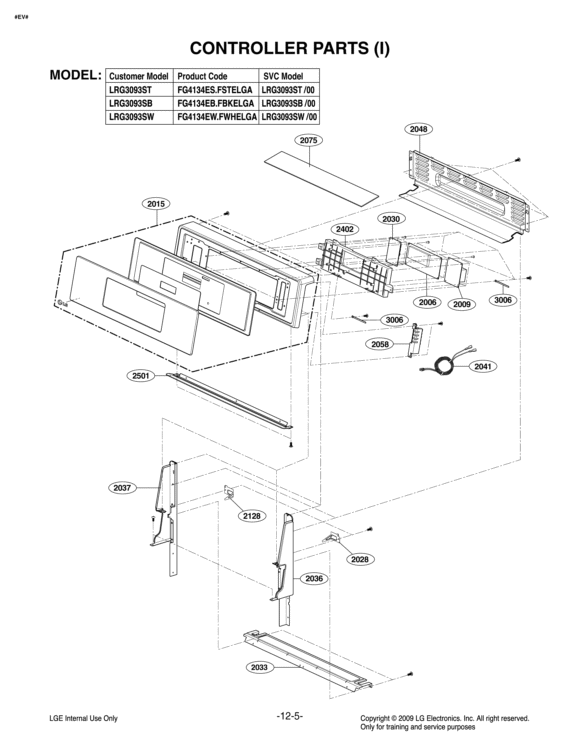 CONTROLLER PARTS I Diagram and Parts List for LRG3093SW FWHELGA LG Range