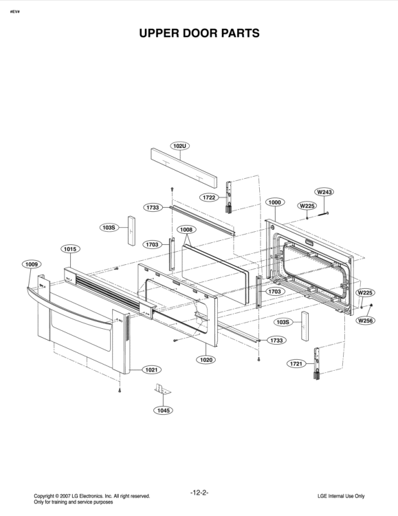 UPPER DOOR PARTS Diagram and Parts List for LDE3011ST FSTLLGA LG Range