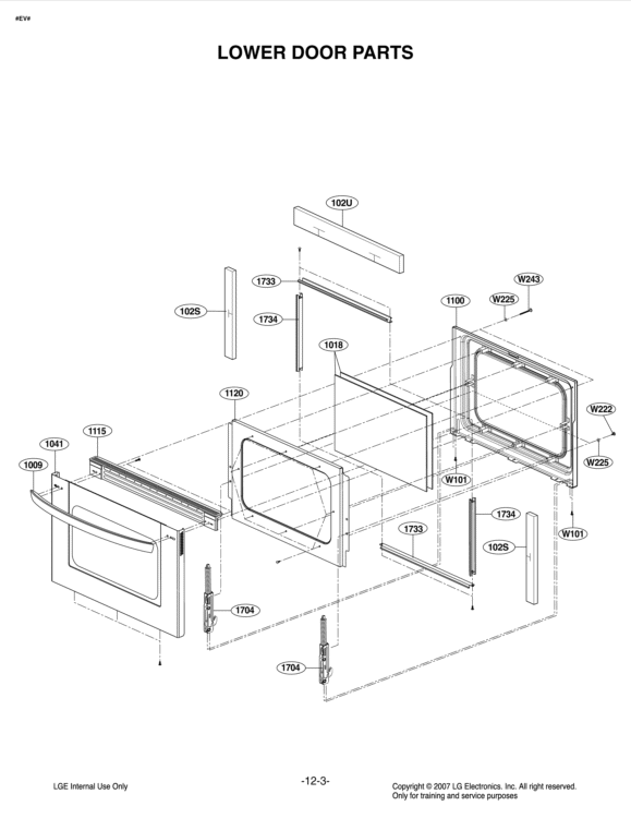 LOWER DOOR PARTS Diagram and Parts List for LDE3011ST FSTLLGA LG Range