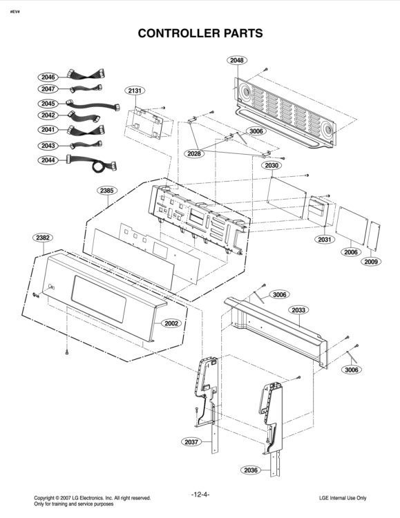 CONTROLLER PARTS Diagram and Parts List for LDE3011ST FSTLLGA LG Range