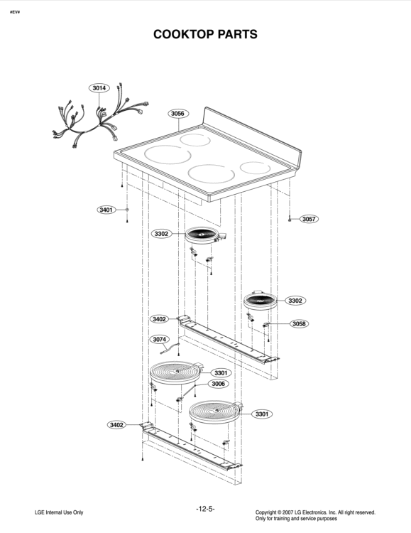 COOKTOP PARTS Diagram and Parts List for LDE3011ST FSTLLGA LG Range