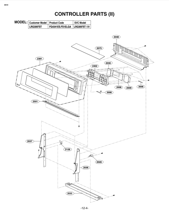 CONTROLLER PARTS II Diagram and Parts List for LRG3097ST FS1ELGA LG Range