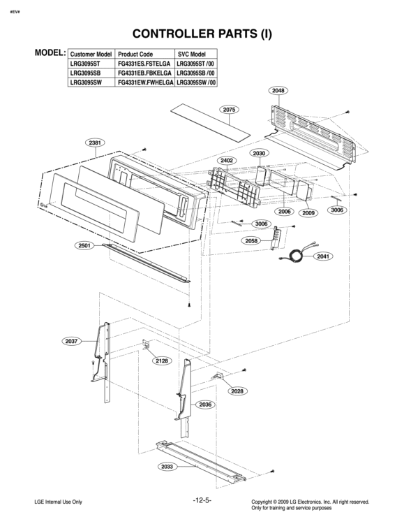 CONTROLLER PARTS I Diagram and Parts List for LRG3095SW FWHELGA LG Range