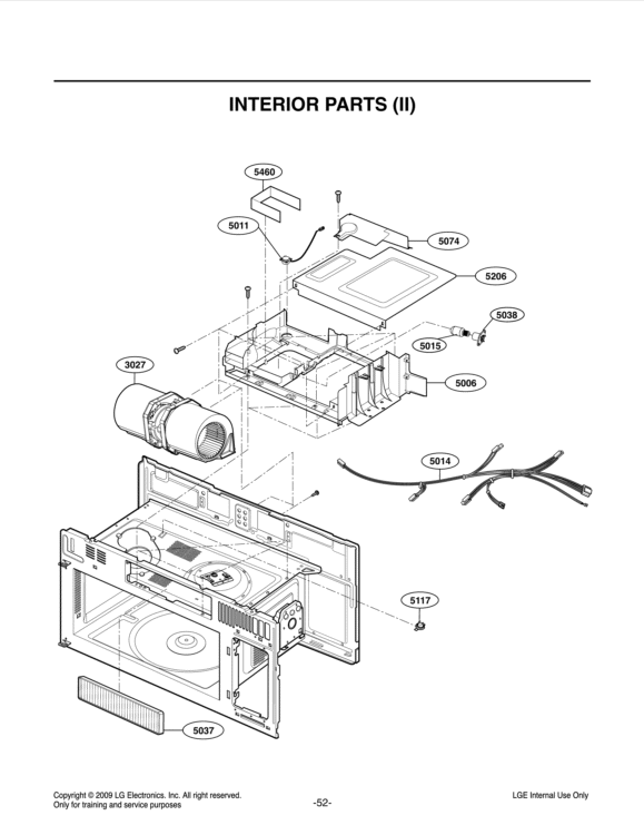 INTERIOR PARTS II Diagram and Parts List for LMV1813SW CW1ELGA LG Microwave
