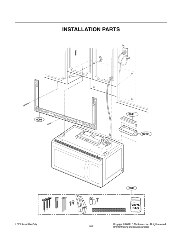 INSTALLATION PARTS Diagram and Parts List for LMV1813SW CW1ELGA LG Microwave
