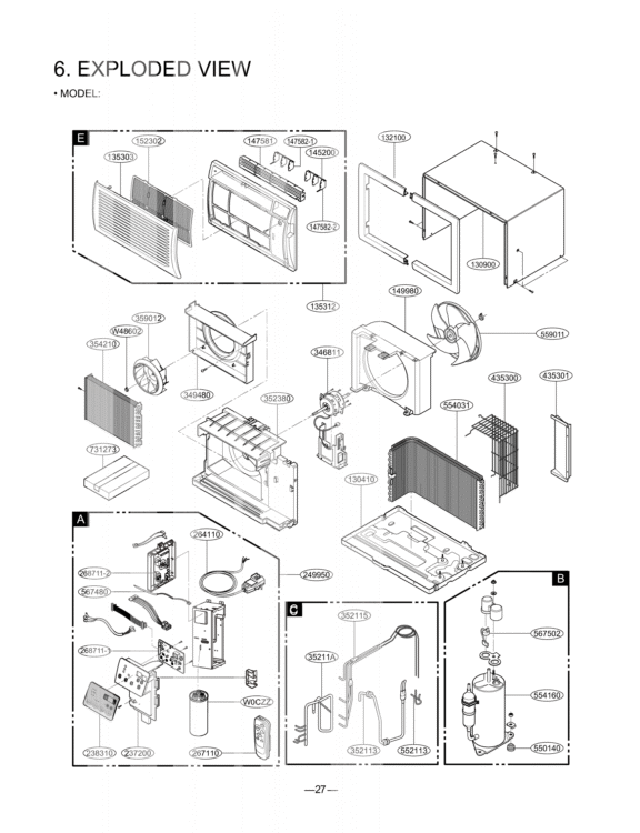 EXPLODED VIEW Diagram and Parts List for LT103CER AWYBUSL LG Air Conditioner